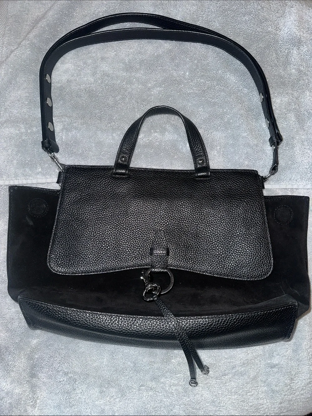 Rebecca Minkoff Keith Suede and Leather Medium Satchel in Black‎